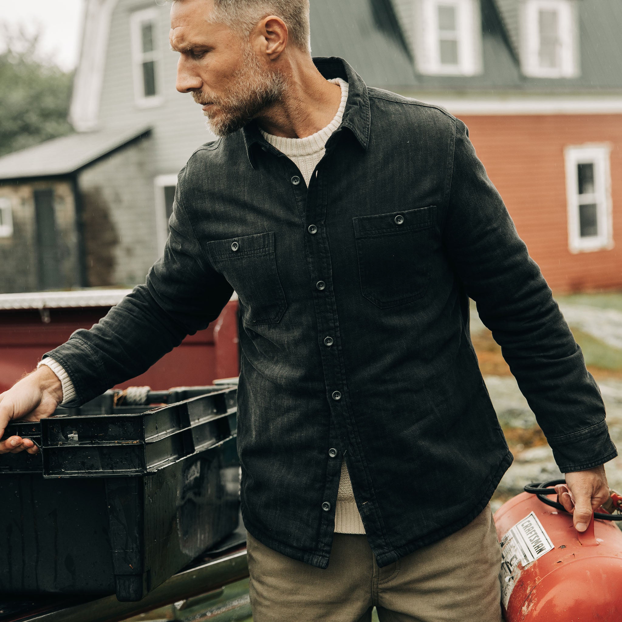Washed Black Denim Utility Shirt M93970