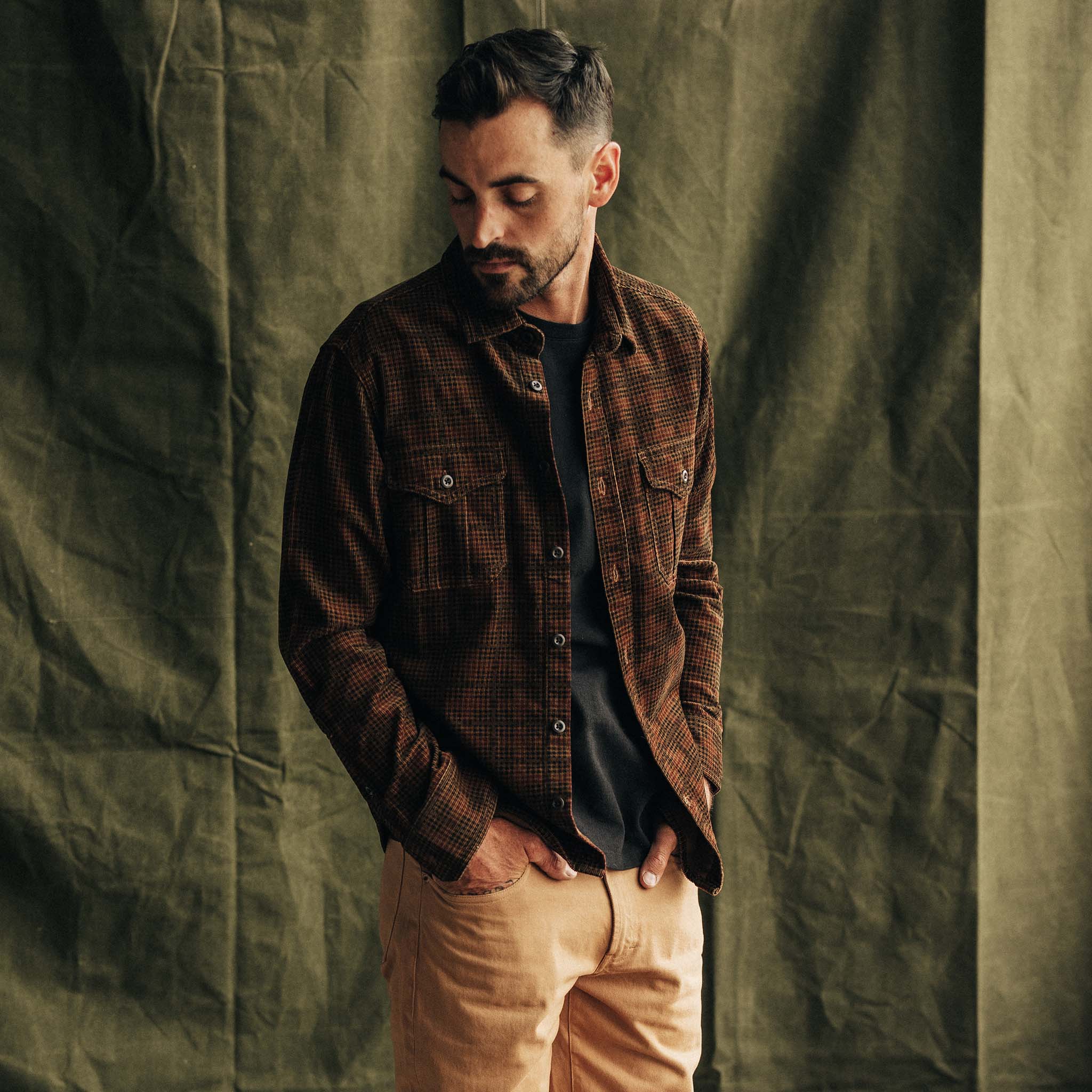 Dark Roast Plaid Cord Shirt A5762