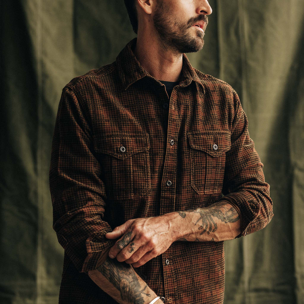 Dark Roast Plaid Cord Shirt A5762