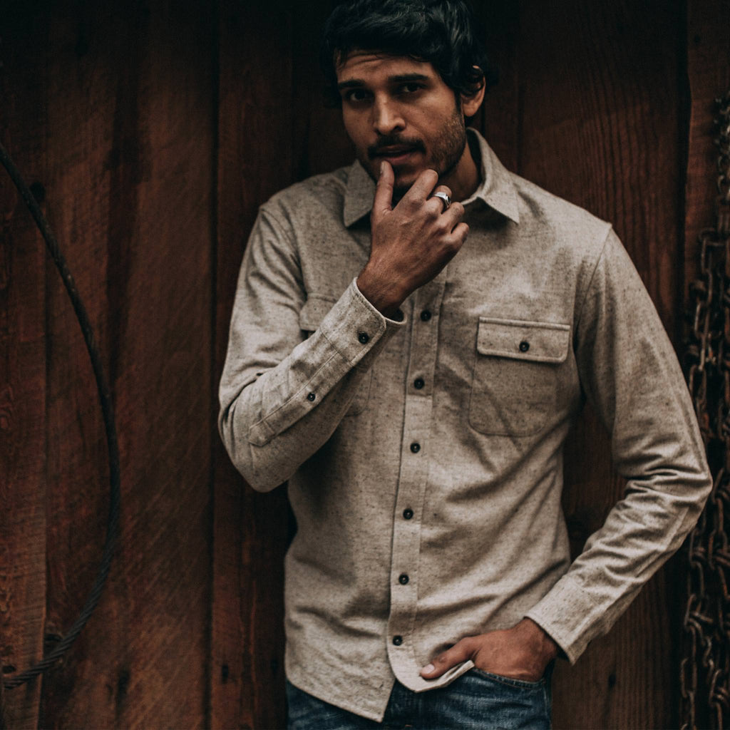 The Yosemite Shirt in Oat Donegal