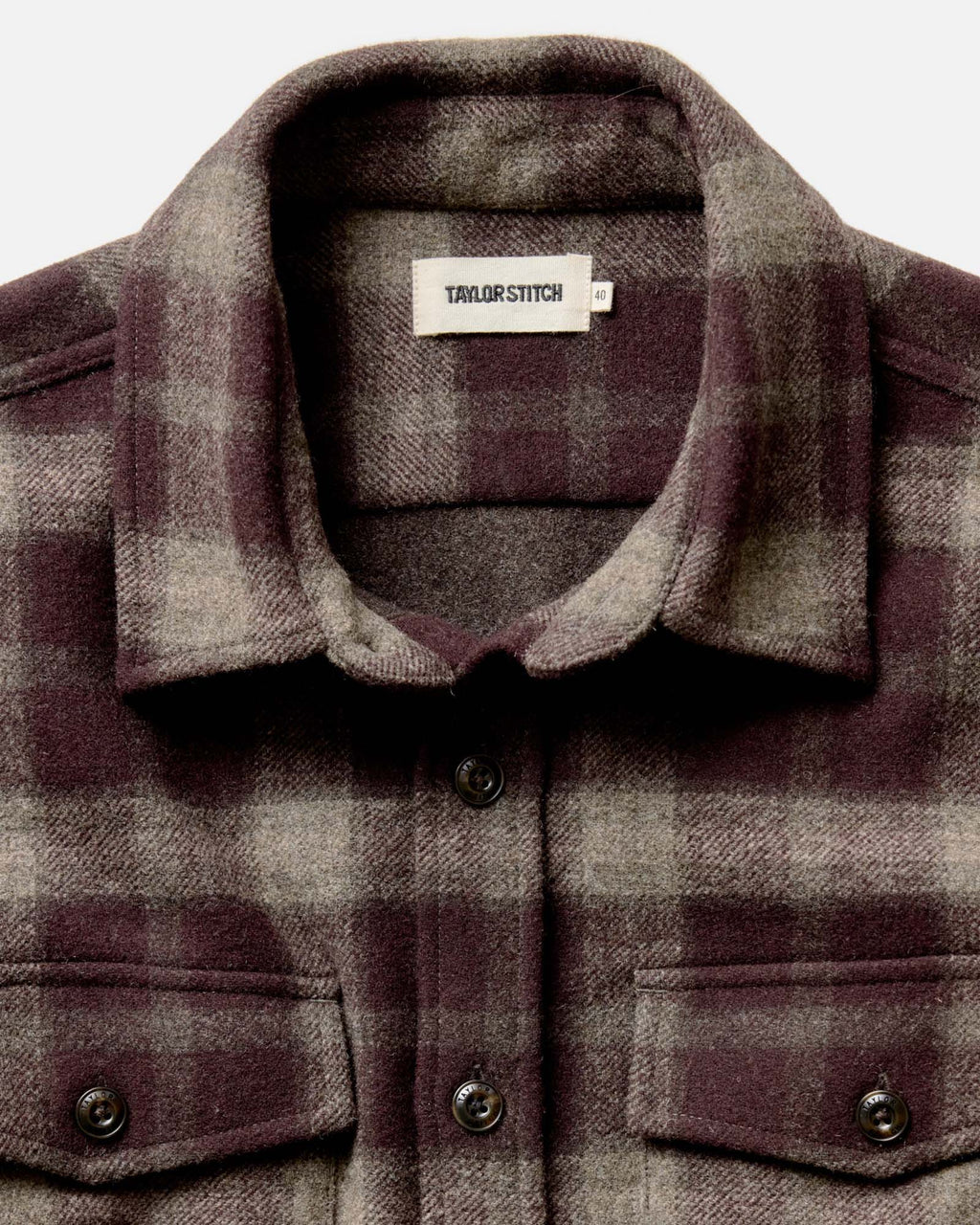 The Maritime Shirt Jacket in Burgundy Plaid Wool