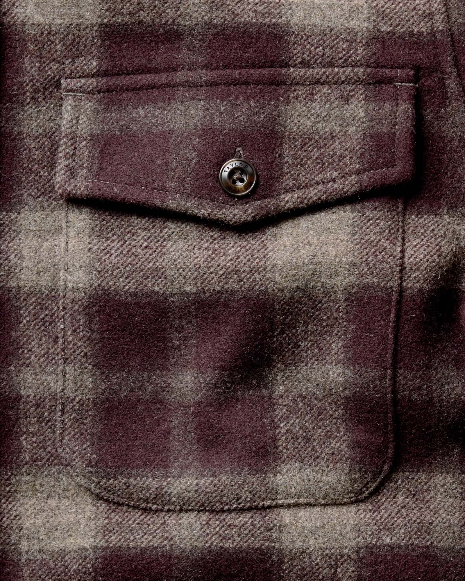 The Maritime Shirt Jacket in Burgundy Plaid Wool