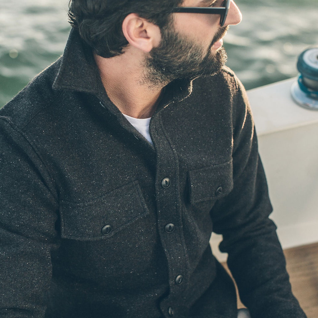 Charcoal Donegal Wool Shirt Jacket Q357619