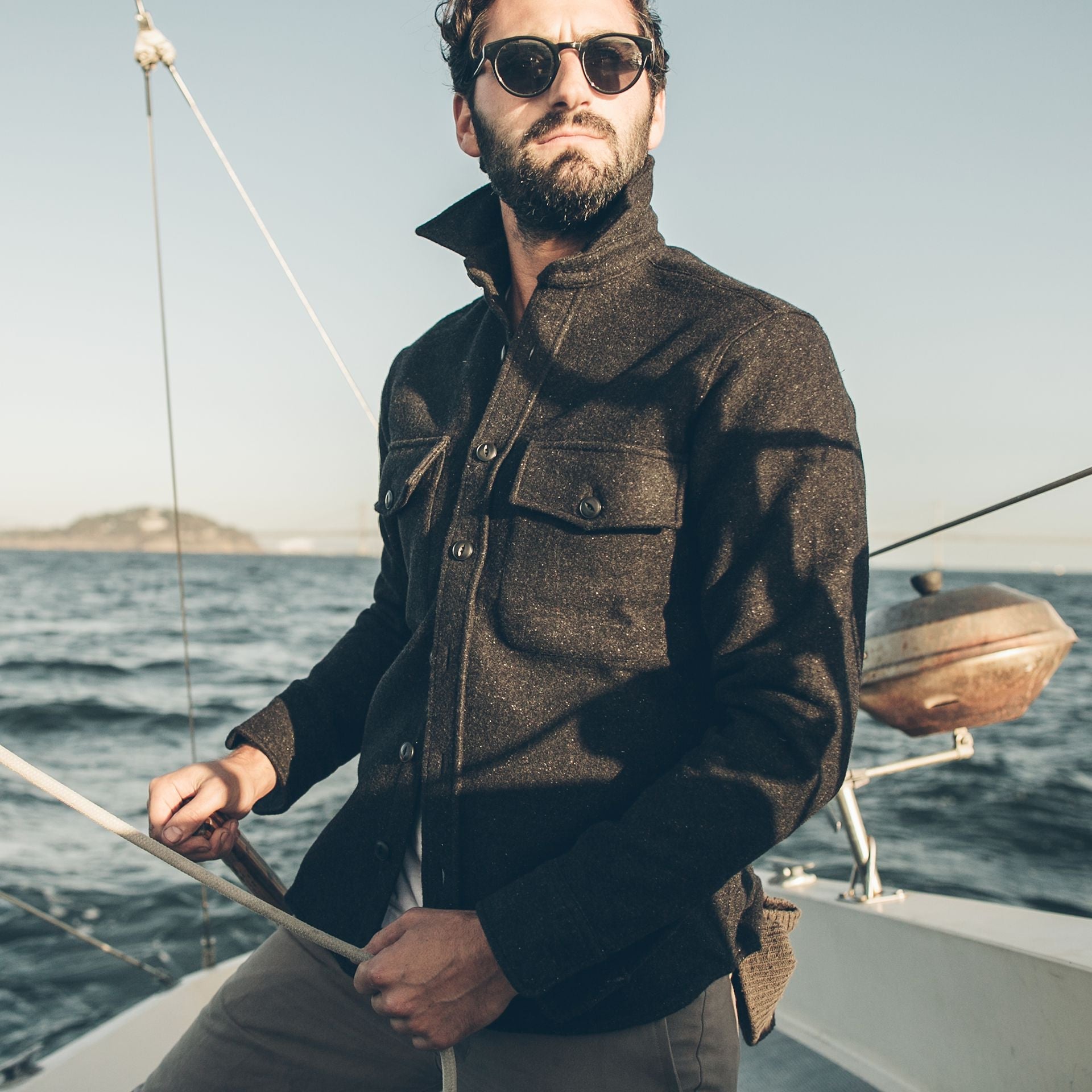 Charcoal Donegal Wool Shirt Jacket Q357619