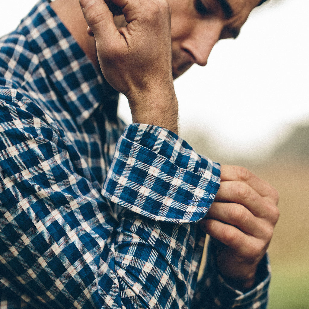 Brushed Navy Plaid Shirt W37298