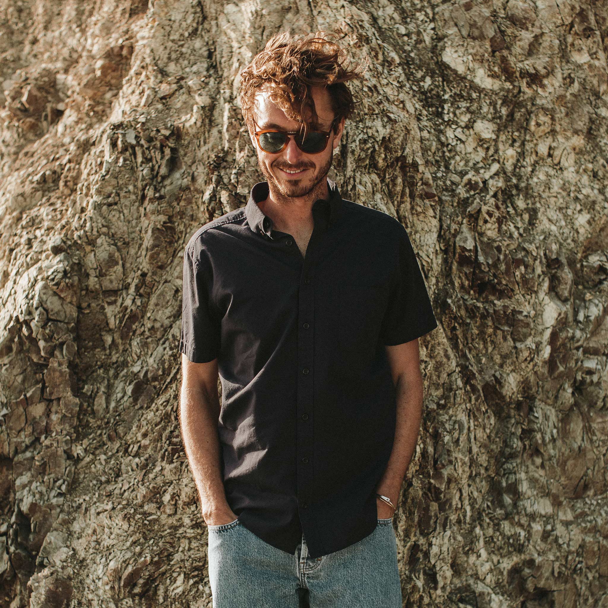 The Short Sleeve Jack in Indigo Dobby