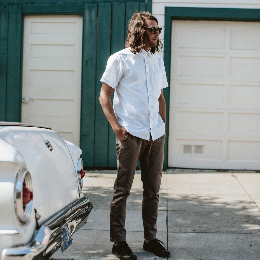 The Short Sleeve California in White Spacedye