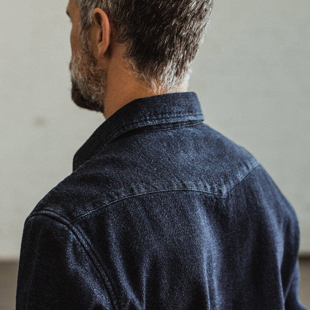 The Western Shirt in Indigo Crepe