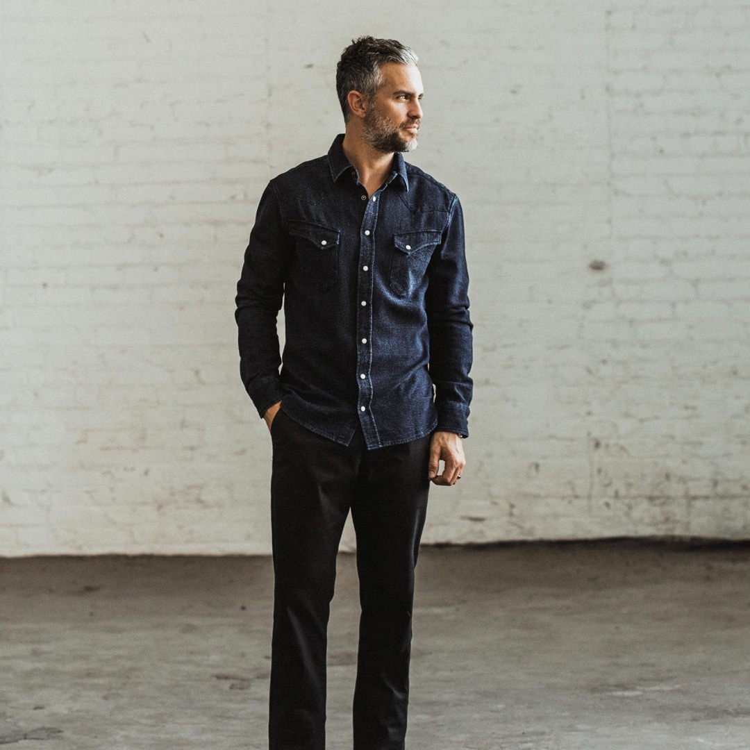 The Western Shirt in Indigo Crepe