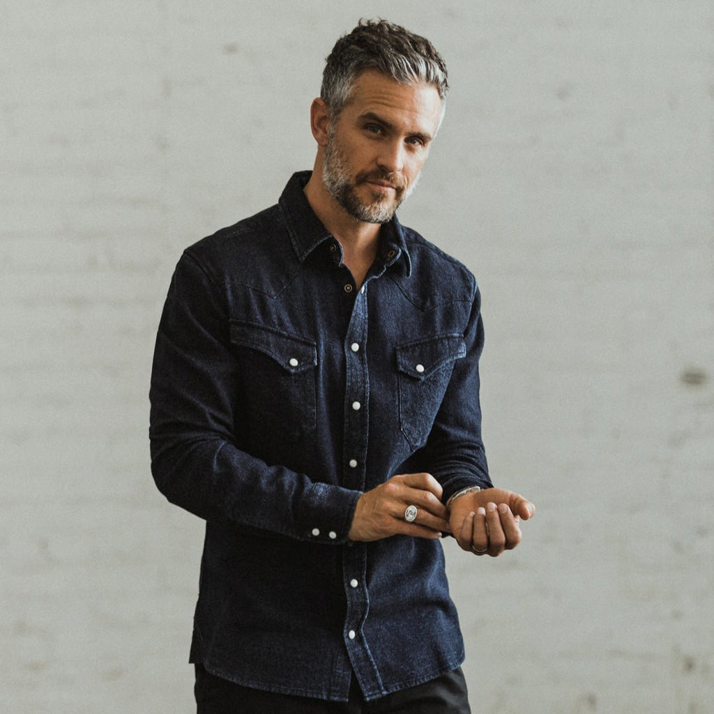 The Western Shirt in Indigo Crepe