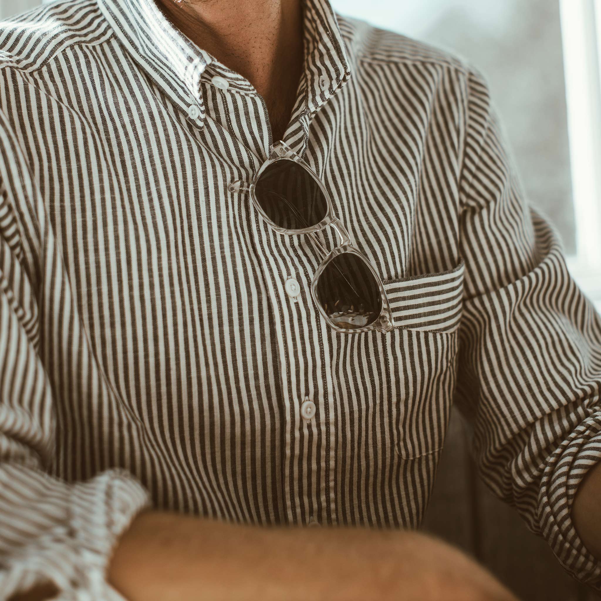 Natural Striped Chambray Jack Q134287