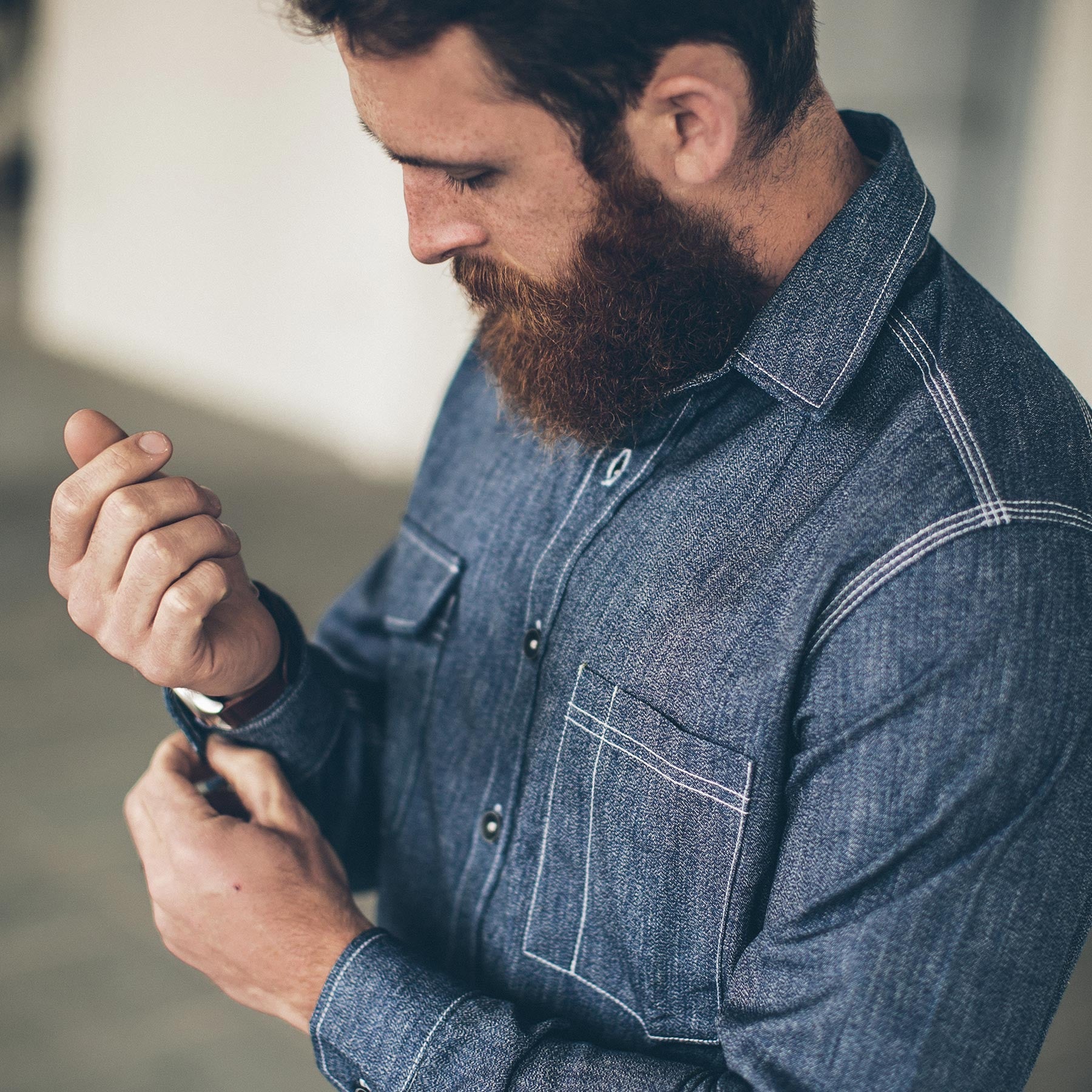 Indigo Salt & Pepper Chambray Utility Shirt U99612