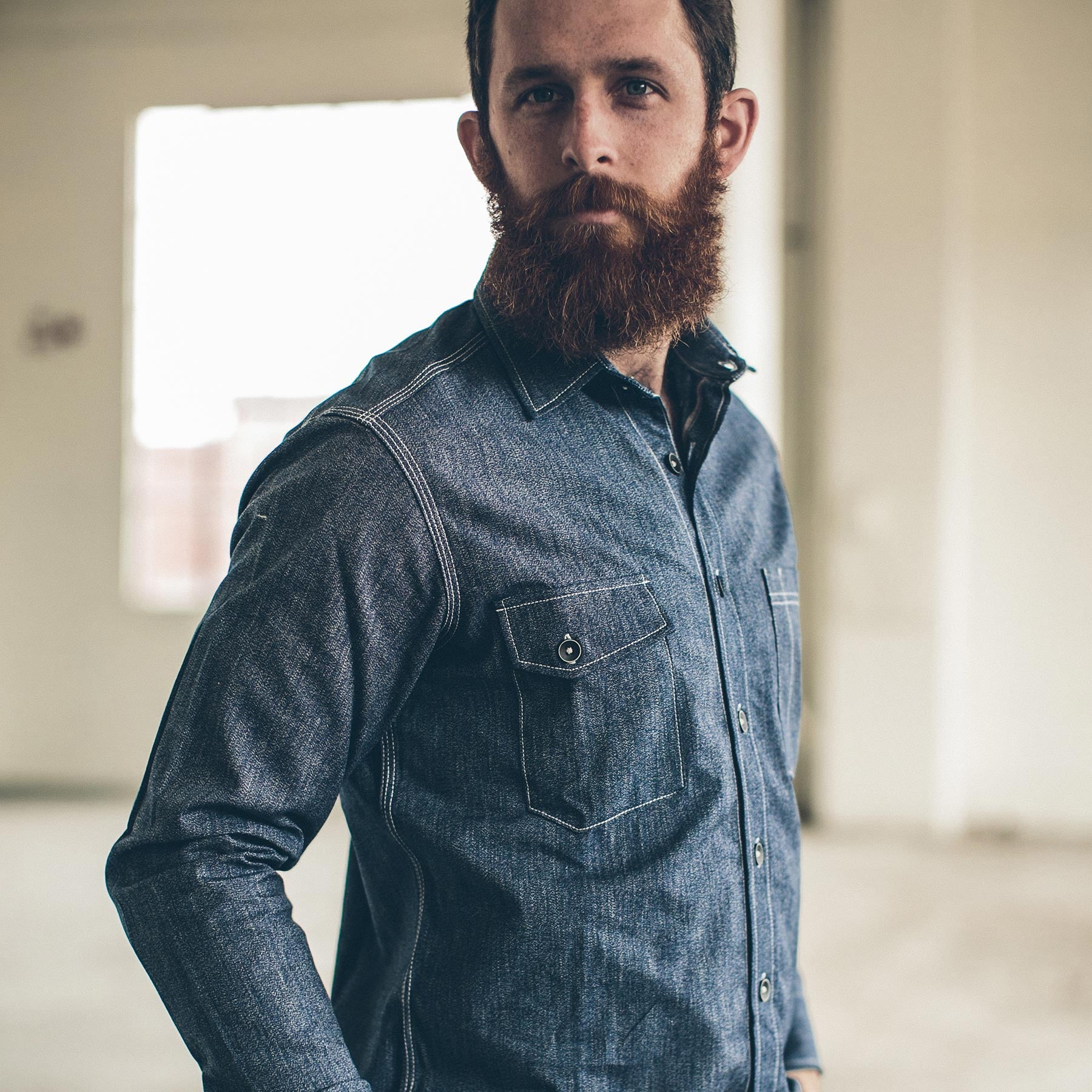 Indigo Salt & Pepper Chambray Utility Shirt U99612