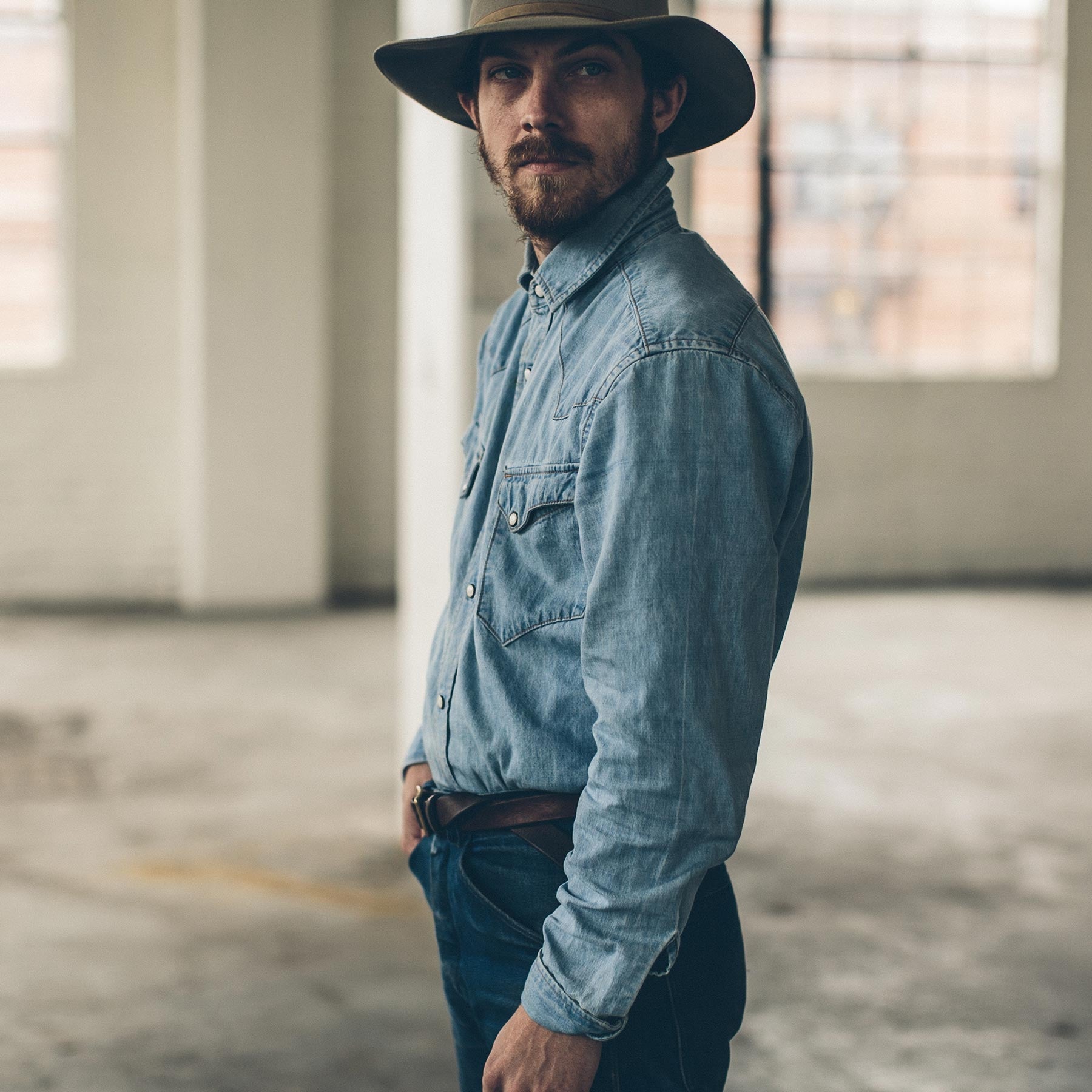 Washed Indigo Western Shirt W813285