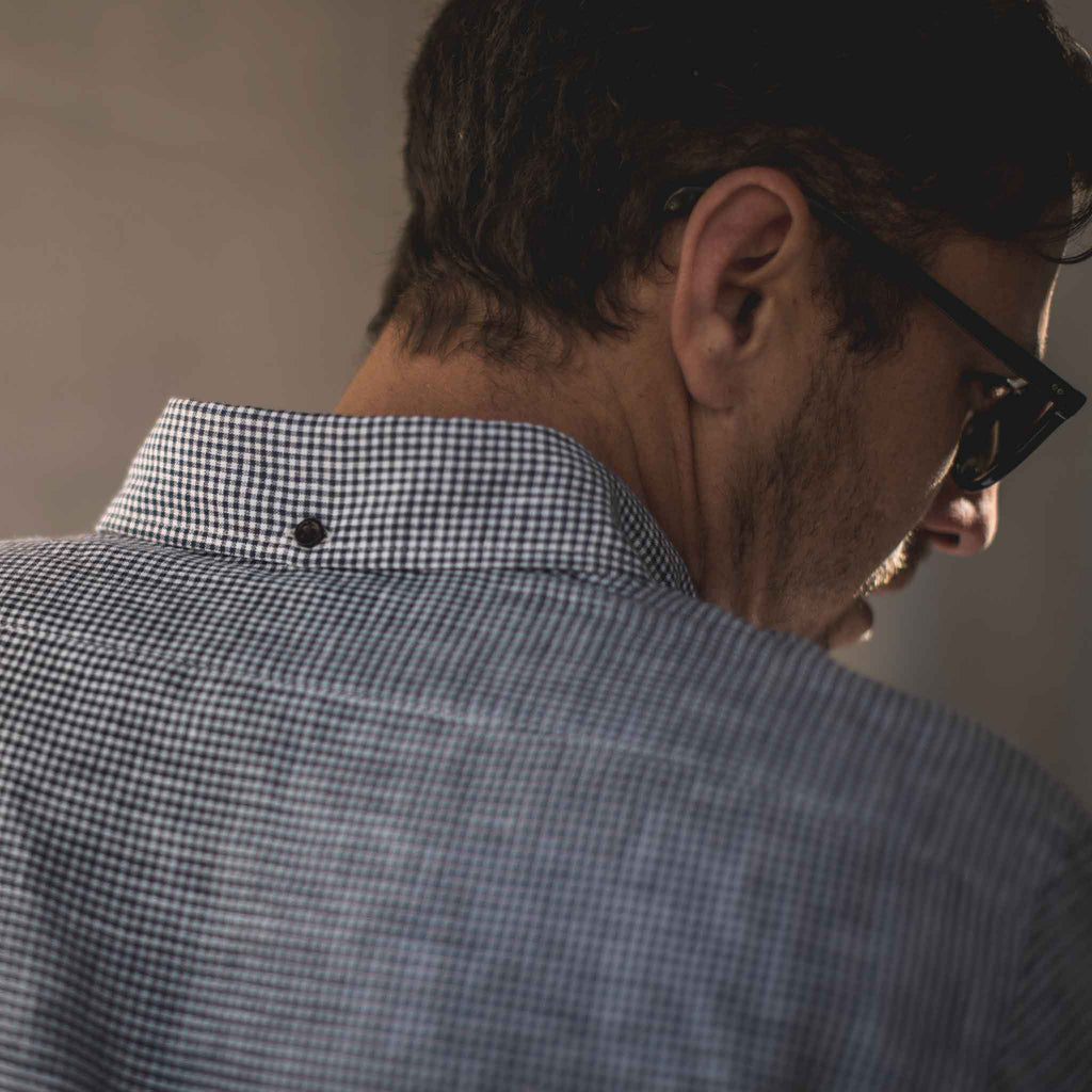Navy Mini Gingham Linen Jack N71994