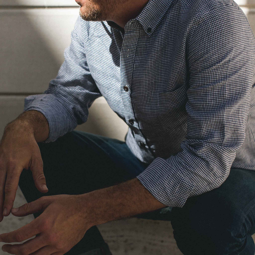Navy Mini Gingham Linen Jack N71994