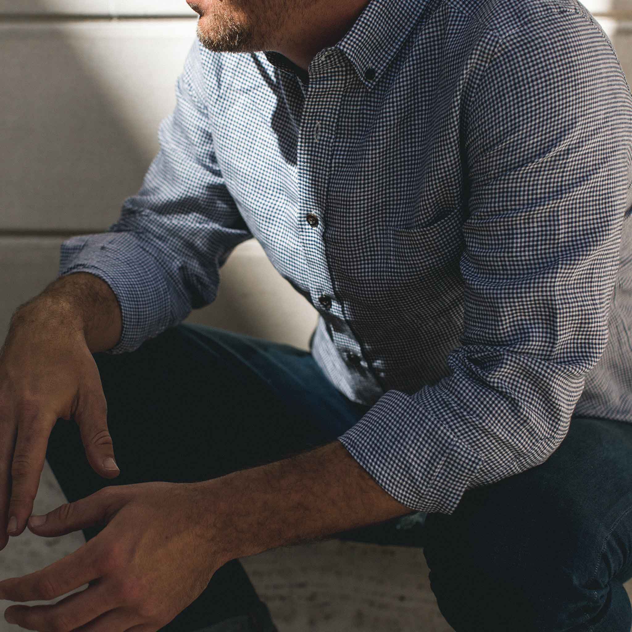 Navy Mini Gingham Linen Jack N71994