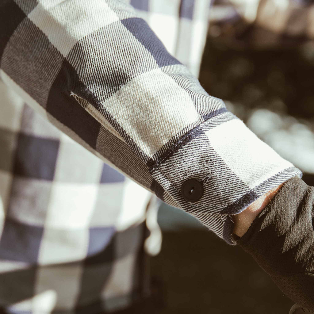 Moto Utility Shirt in Natural & Navy Buffalo Plaid G612784