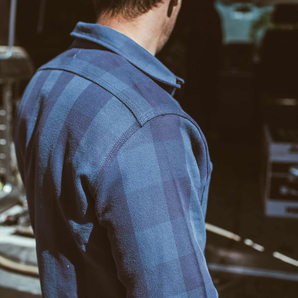 Moto Utility Shirt in Royal & Navy Buffalo Plaid P6926