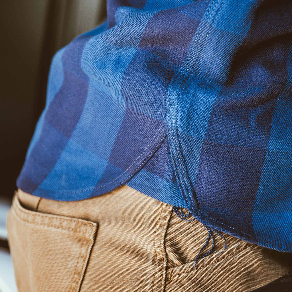Moto Utility Shirt in Royal & Navy Buffalo Plaid P6926