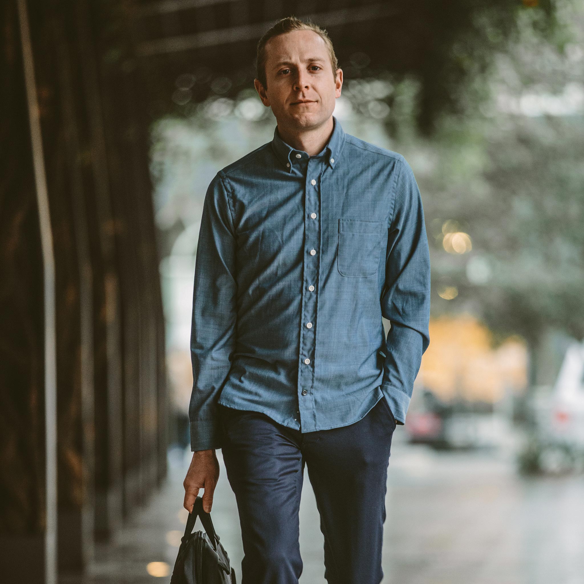 The Merino Jack in Sky Blue Chambray