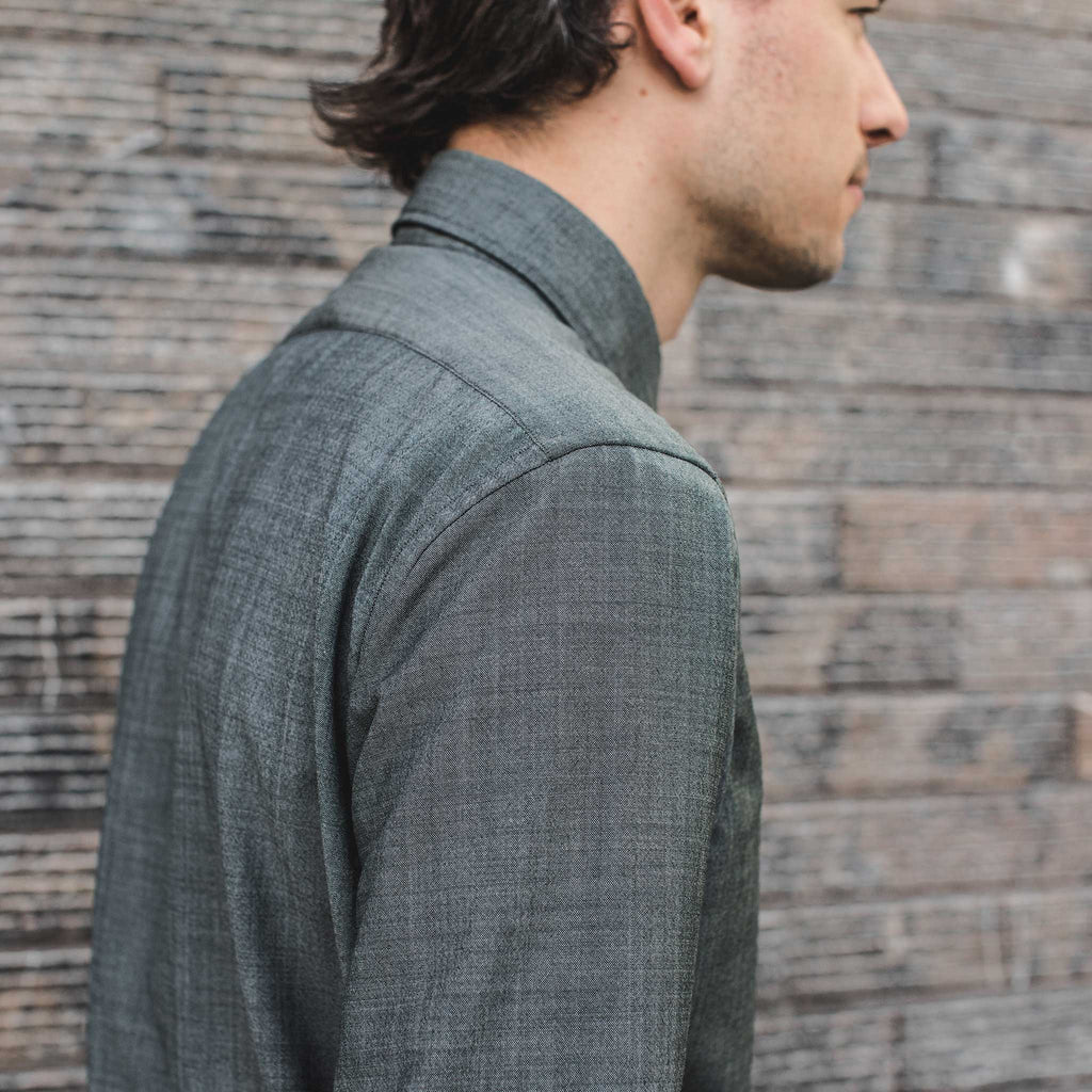 The Merino Jack in Stone Green Chambray