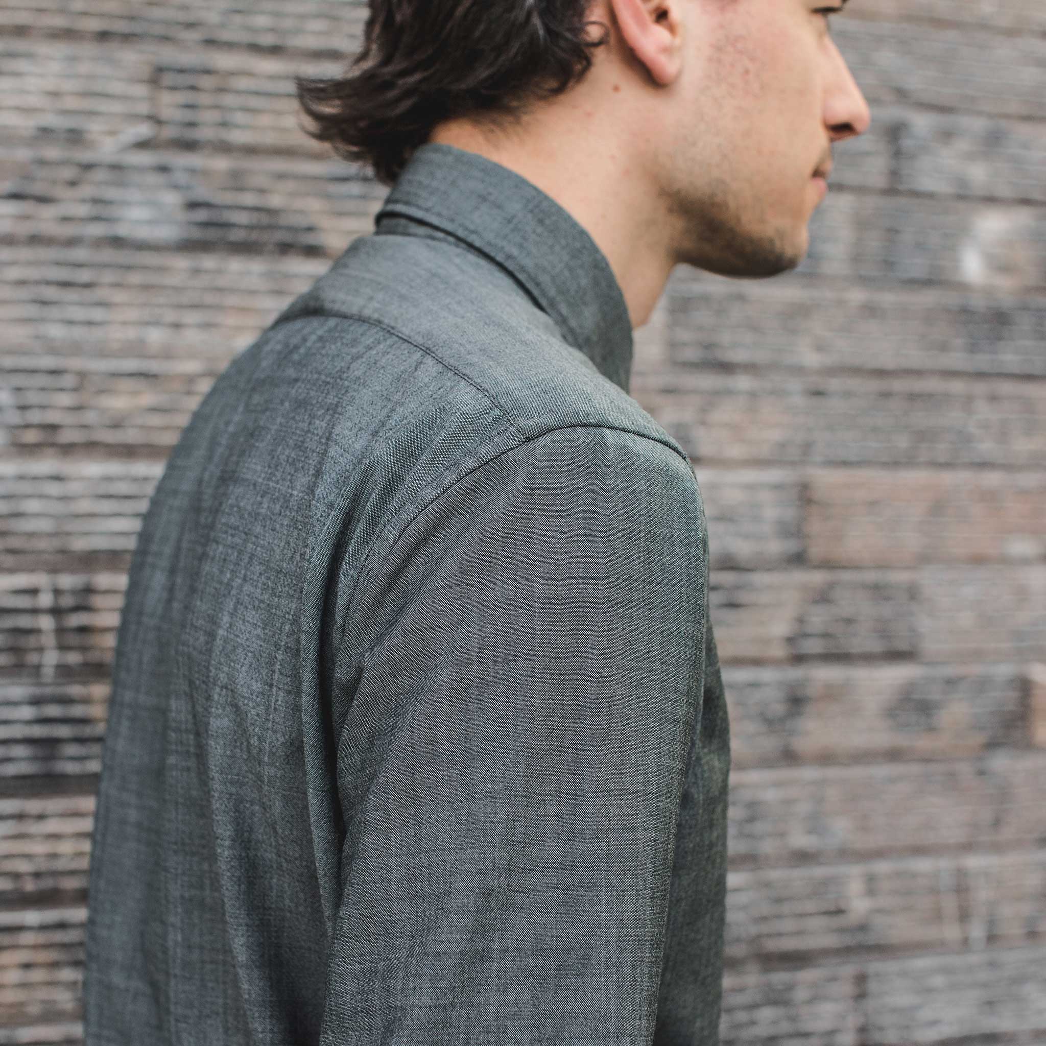 The Merino Jack in Stone Green Chambray