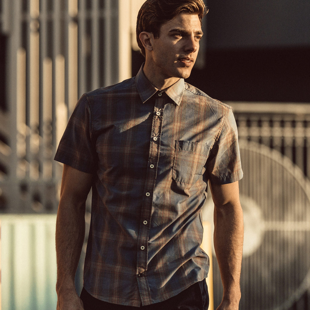 Melange Plaid Short Sleeve Shirt D55525