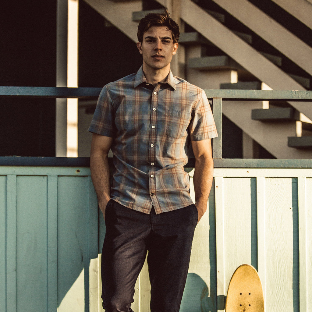 Melange Plaid Short Sleeve Shirt D55525