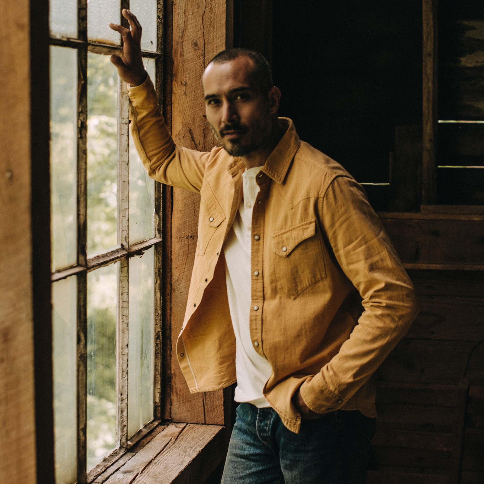 The Western Shirt in Wheat Selvage Denim