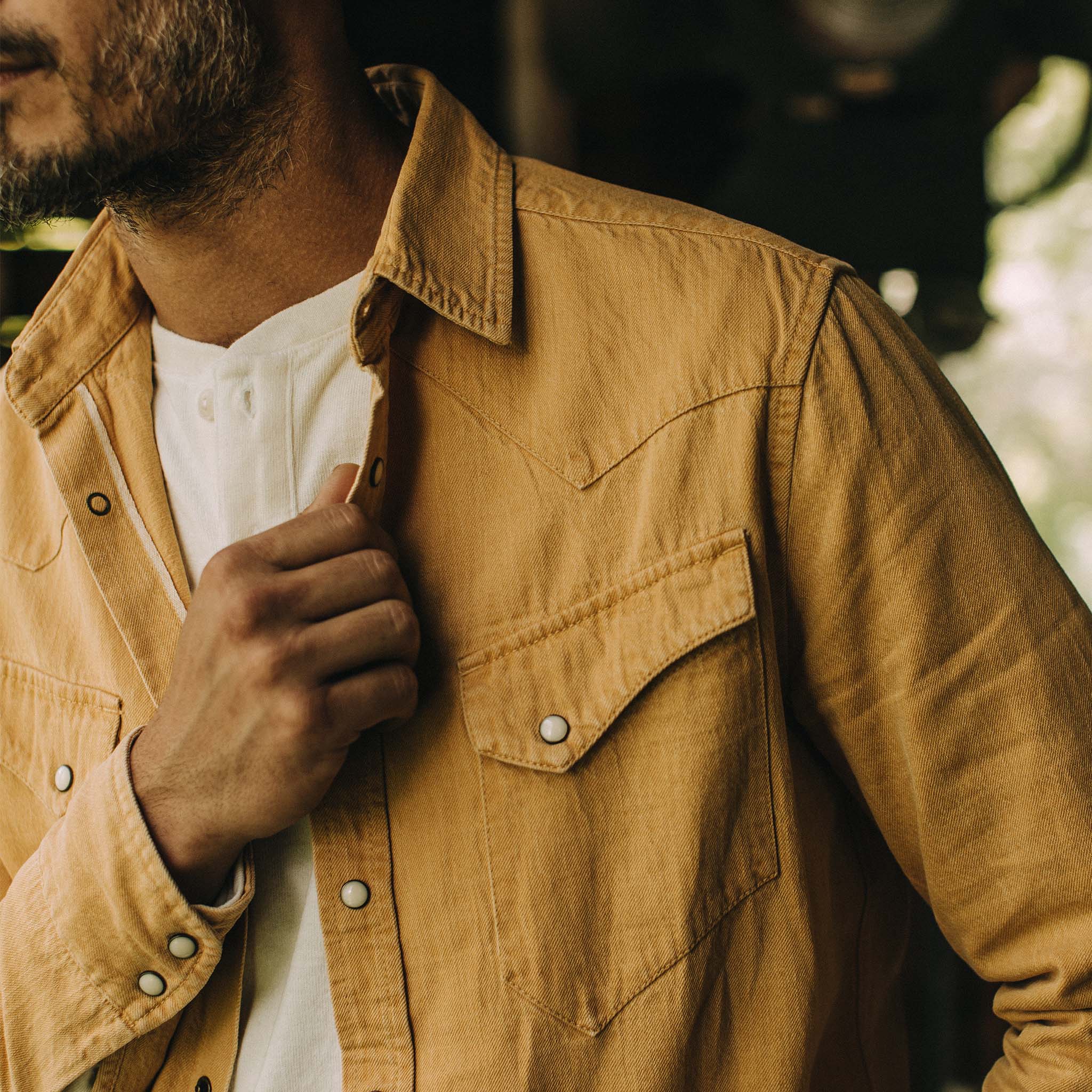 The Western Shirt in Wheat Selvage Denim