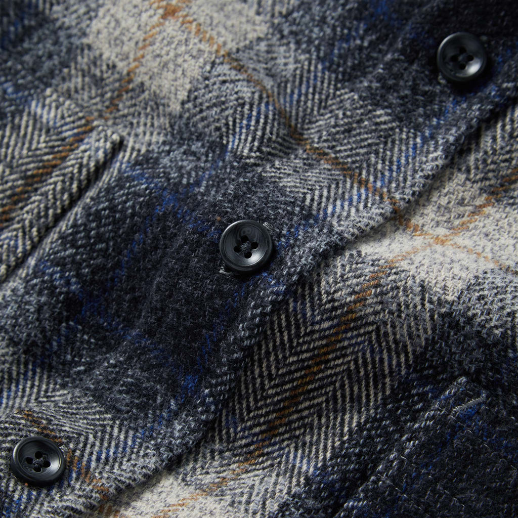 The Utility Shirt in Navy Jaspe Herringbone Plaid