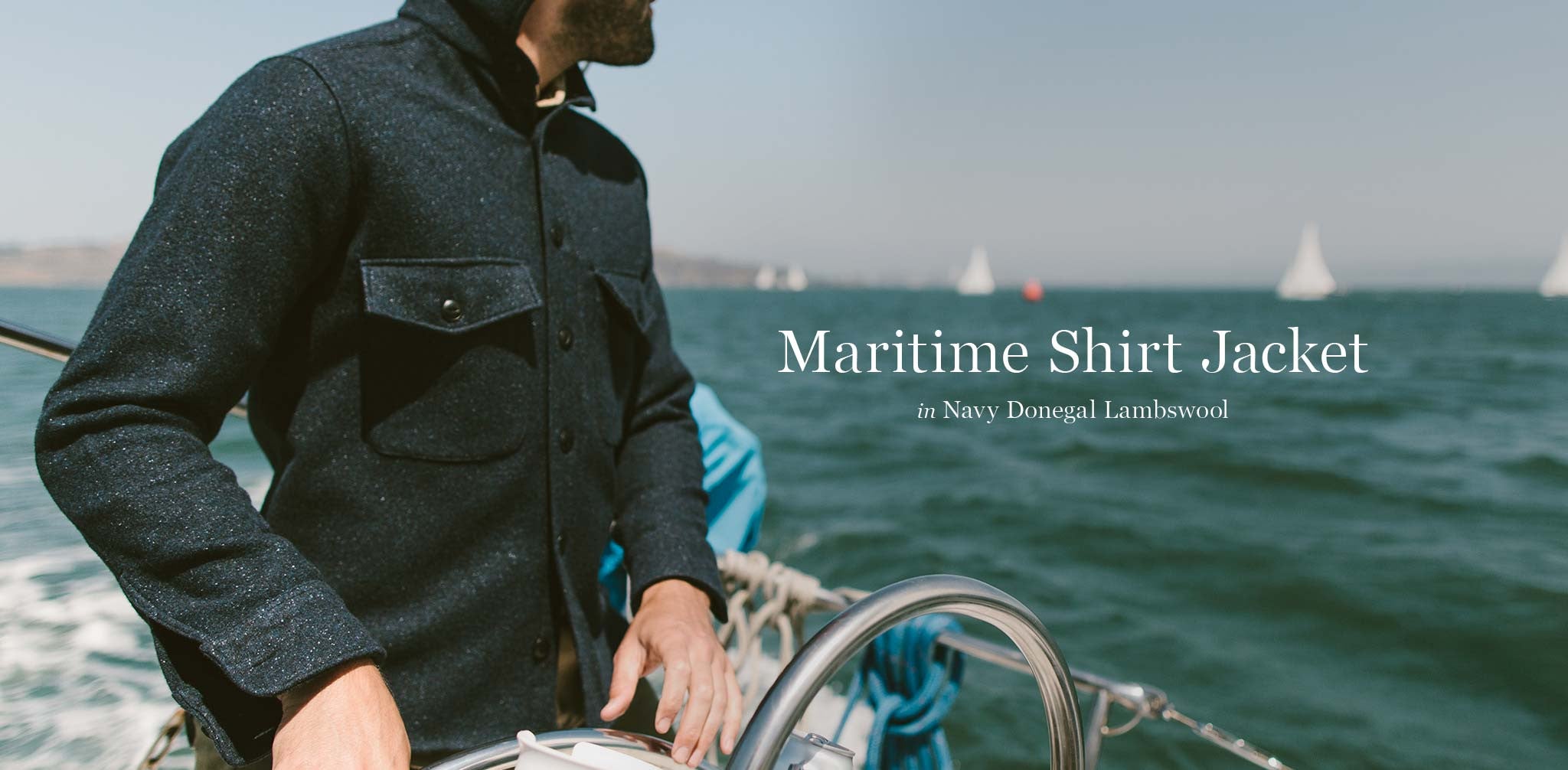 The Maritime Shirt Jacket in Navy Donegal Lambswool