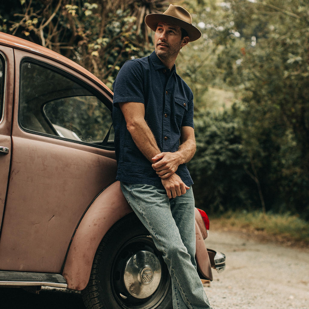 The Caravan Shirt in Navy Seersucker