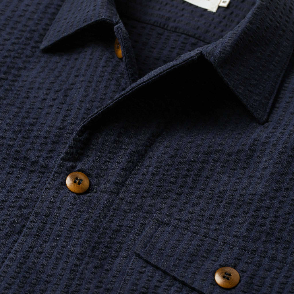 The Caravan Shirt in Navy Seersucker