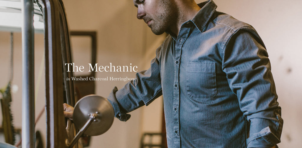 The Mechanic in Washed Charcoal Herringbone